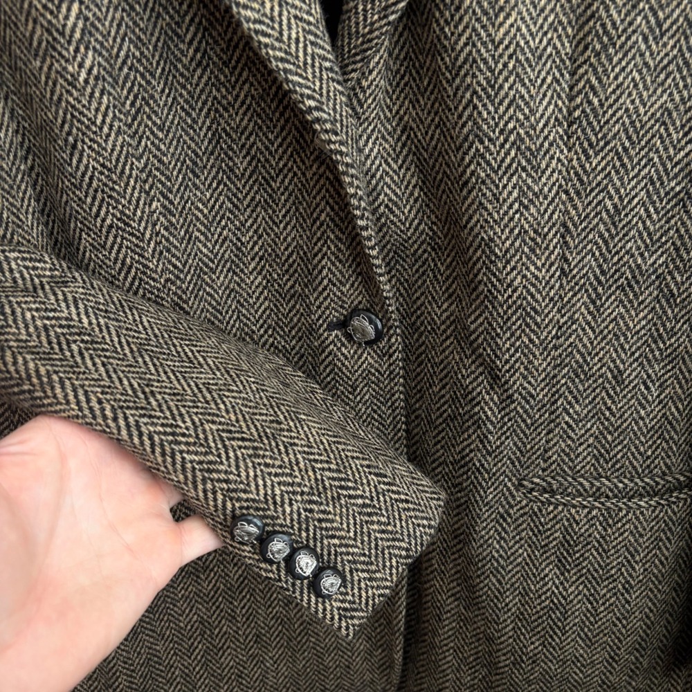 Vintage Polo Ralph Lauren Womens Equestrian Brown Herringbone Riding Blazer Coat - Picture 3 of 8